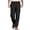 Black, variant on Yuhangmm Men's Casual Pants - Fold Wide Leg Flat Front Elastic Waist Belted Relaxed Fit for Everyday Wear White XL