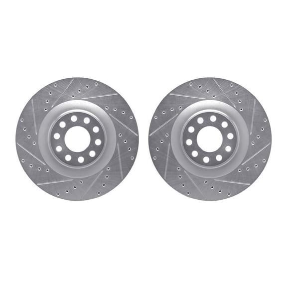 Dynamic Friction Company Front Brake Rotors-Drilled and Slotted-Silver 7002-73035