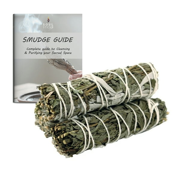 3 Pack Mixed White Sage and Mugwort Leaves Smudge Sticks | Grown in California Smudge Bundles | Smudge Guide Included