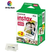 Fujifilm Instax Mini Instant Film 1 Pack 20 Sheets For Fujifilm Mini 8 9 11 12 Cameras (White)
