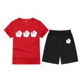 thumbnail image 4 of Hiijoy Little Girls Summer Outfits Flower Print Short Sleeve T-Shirt Shorts Set, Sizes 6-7Y, 4 of 4