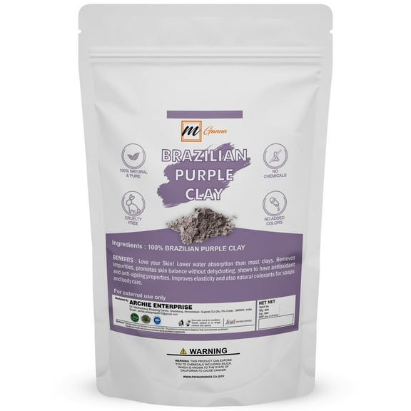 mGanna 100% Natural Brazilian Purple Clay 1 lbs / 454 g for Anti-Ageing & Skin firming, Creams and Soap Making
