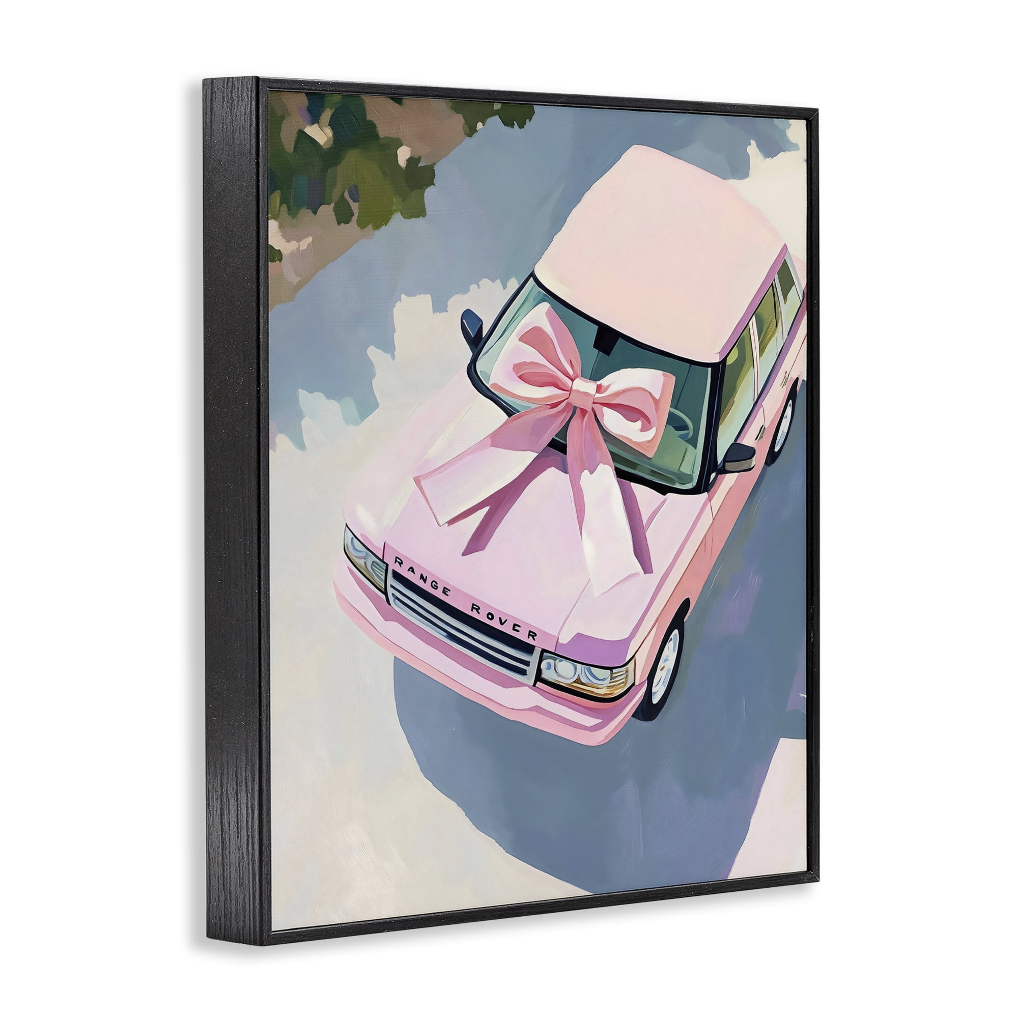 Stupell Industries Pink Luxury Rover with Ribbon Black Framed Giclee Art, design by The Prints Vibe