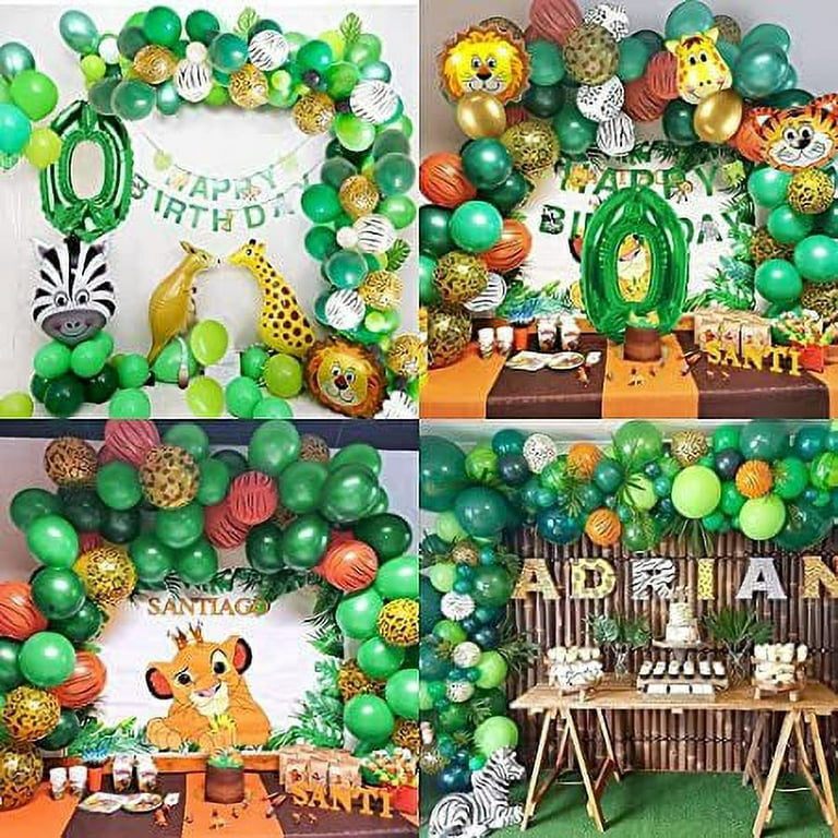 MMTX Jungle 0th Birthday Decoration, Safari Party Decoration Jungle Forest  Animal Balloons Arch for Wild One Baby Boy Birthday Baby Shower
