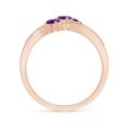 thumbnail image 2 of ANGARA Natural Oval Amethyst Three Stone Bypass Ring with Diamonds in 14K Rose Gold for Women (Size-4x3mm) | February Birthstone, Birthday, Anniversary, Jewelry Gift for Women | Natural Amethyst Ring, 2 of 9