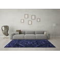 thumbnail image 3 of Ahgly Company Machine Washable Indoor Round Abstract Blue Contemporary Area Rugs, 6' Round, 3 of 4