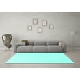 thumbnail image 3 of Ahgly Company Machine Washable Indoor Round Solid Turquoise Blue Modern Area Rugs, 5' Round, 3 of 4