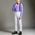 thumbnail image 2 of Bovxnpu Boys Performence Outfits Boys Summer Long Sleeve Dress Shirt 3 Piece Bow Tied Suspender Outfits, 2 of 7