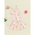thumbnail image 3 of FEORJGP Kid Girls One-piece Jumpsuits 6M 12M 18M 2T 3T 4T Toddler Baby Sleeveless Rompers Flower Print Flare Hem Bodysuits Infant Fashion Cute Summer Clothes for Daily Party Casual, 3 of 8