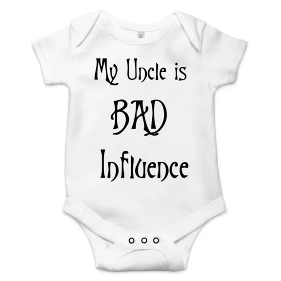 My Uncle Is Bad Influence Best Shower Gift Cute Infant Fun Baby Bodysuit Cute Baby Onesie, Baby Bodysuit Lat 4424 Cute Baby Onesie, BABY BODYSUIT LAT 4424