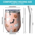 thumbnail image 5 of 12oz Stemless Wine Tumblers Pastel Halloween Icons Pattern Vacuum Insulated Stainless Steel Travel Tumbler Cups Mug with Lid and Straw for Champaign,Cocktail,Beer with Cleaning Brush, 5 of 5
