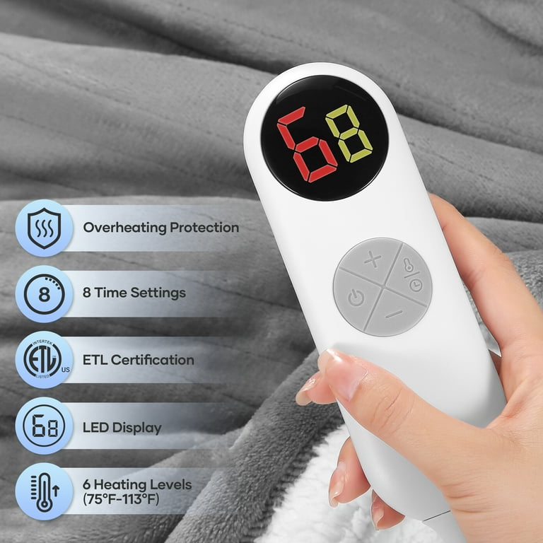 Maxkare Electric Heated Blanket 50 x 60 with 6 Heating Levels u0026 8H  Auto-off ETL Certification, Flannel u0026 Sherpa u0026 Machine Washable, Home  Office Use - Walmart.com
