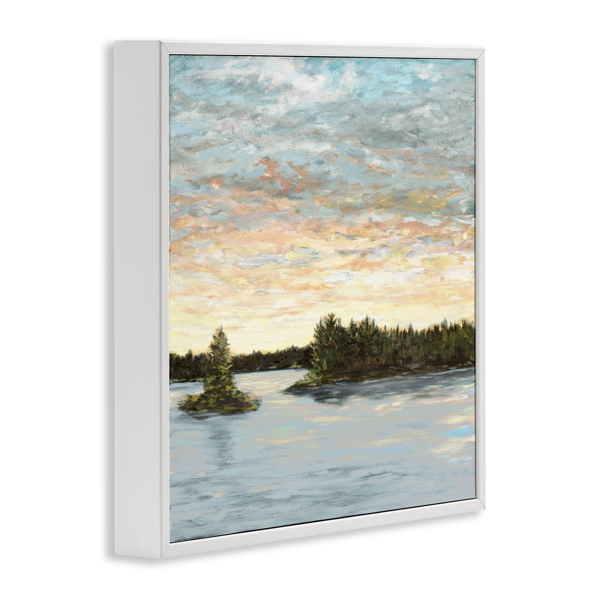 Stupell Industries Lake Shore at Sundown White Framed Giclee Art, design by Julie DeRice