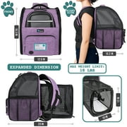 PetAmi Expandable Dog Cat Backpack Carrier, Airline Approved, Purple
