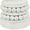thumbnail image 4 of DecMode 2 Candle White Wood Beaded Pillar Candle Holder, Set of 2, 4 of 7