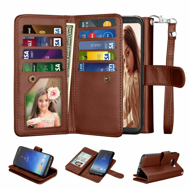 Samsung S8 Plus Case, Galaxy S8 Plus Wallet Case, Pu Leather Magnet Stand Wallet Credit Card Holder Flip Case Cover Built-in 9 Card Slots Case For Samsung Galaxy S8 Plus -Rose Gold