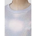 thumbnail image 5 of YIZYIF Big & Little Girls Metallic Holographic T-Shirt Casual Long Sleeve Loose Fit Shirt Dance Performance Tops A Silver 12-14, 5 of 7