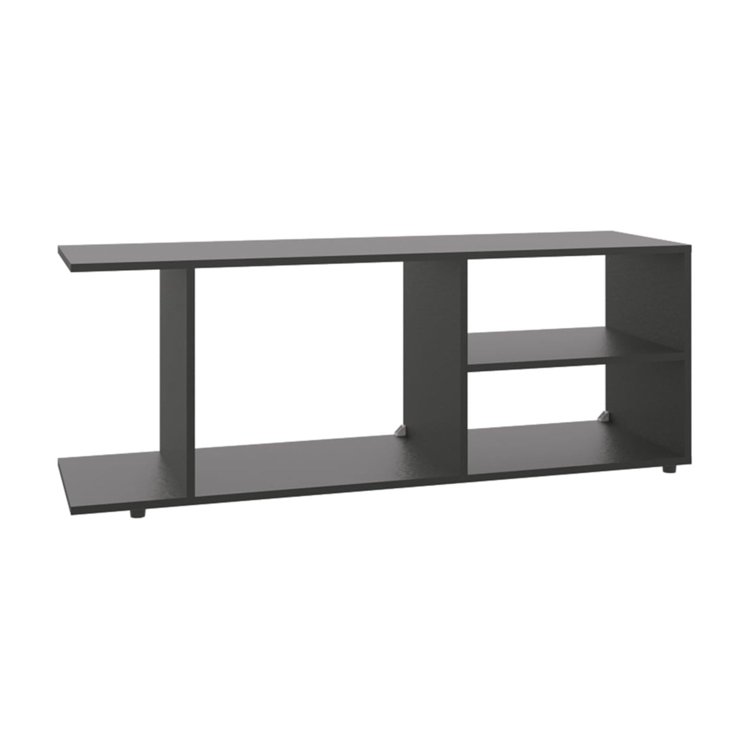 Entertainment Center 17.8" H, with 4 Shelves and 4 Legs, Black