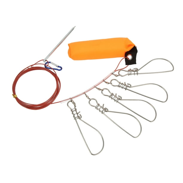 Fish Stringer Kit, Reduce Twisting Detachable 5m Steel Wire Fishing Lock  Buckle PVC Wrap For Reservoir 5 Buckles 