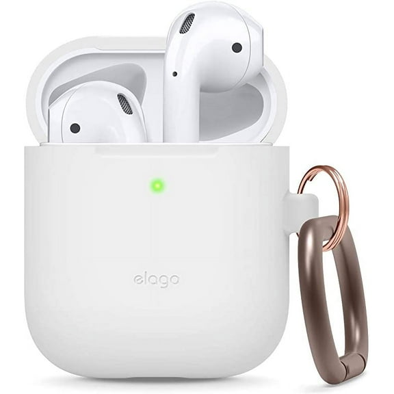 elago Silicone Case with Keychain Designed for Apple AirPods Case, Front LED Visible