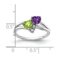 thumbnail image 4 of White Sterling Silver Ring Band Gemstone Amethyst Heart Purple Peridot Green Diamond Round, 4 of 4