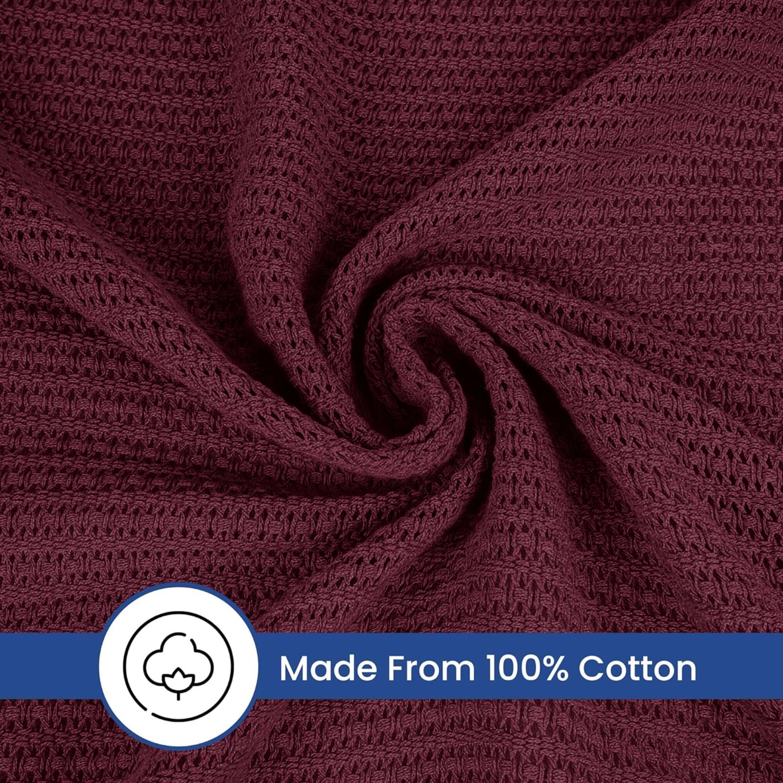 Linteum Textile 100% Cotton Leno Weave Blanket (Burgundy, Twin) 66x90 Inches