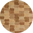 thumbnail image 1 of Ahgly Company Indoor Round Abstract Orange Checkered Area Rugs, 4' Round, 1 of 6