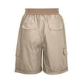 thumbnail image 4 of Gomelly Women Linen Shorts Summer Casual Cargo Solid Ladies Plus Size Home Bottoms Short Pants Khaki M, 4 of 7