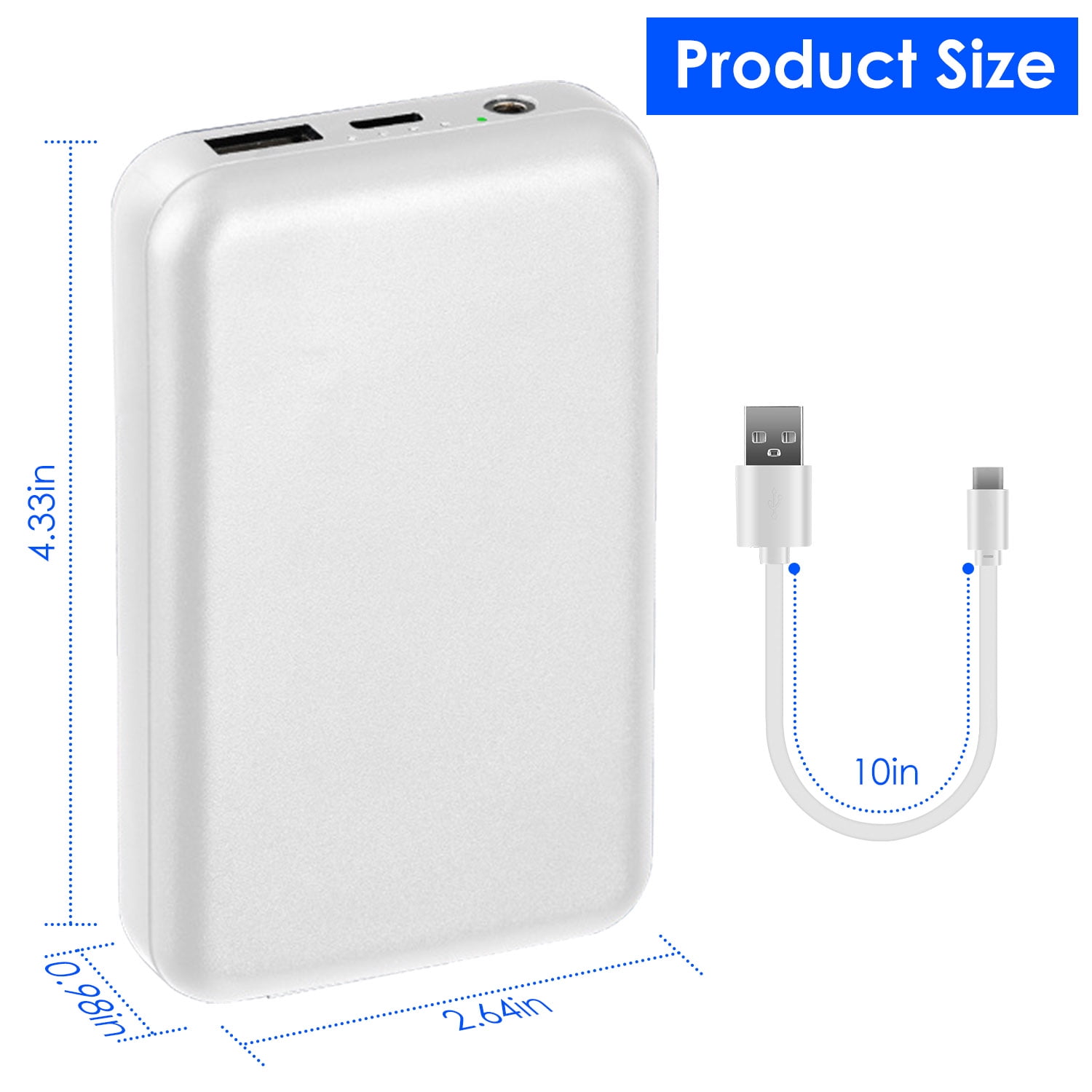 (Huayusheng)--1Pc 10000mAh Portable Charger Battery Pack For Heated Blanket Vest Jacket Power Bank With Type C USB Cable Fit For IOSPhone 14 Android And More.-**--（jk'.;[ ）