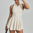 thumbnail image 6 of DeHolifer Womens Tennis Golf Dress with Shorts Sleeveless Collar Neck Active Exercise Workout Sports Athletic Dresses Beige S, 6 of 8
