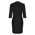 thumbnail image 6 of Women Dresses Solid Color V-neck Fold Three Quarter Sleeve Behind Invisible Zipper Retract Your Waist Skirt Slit Dress, 6 of 7