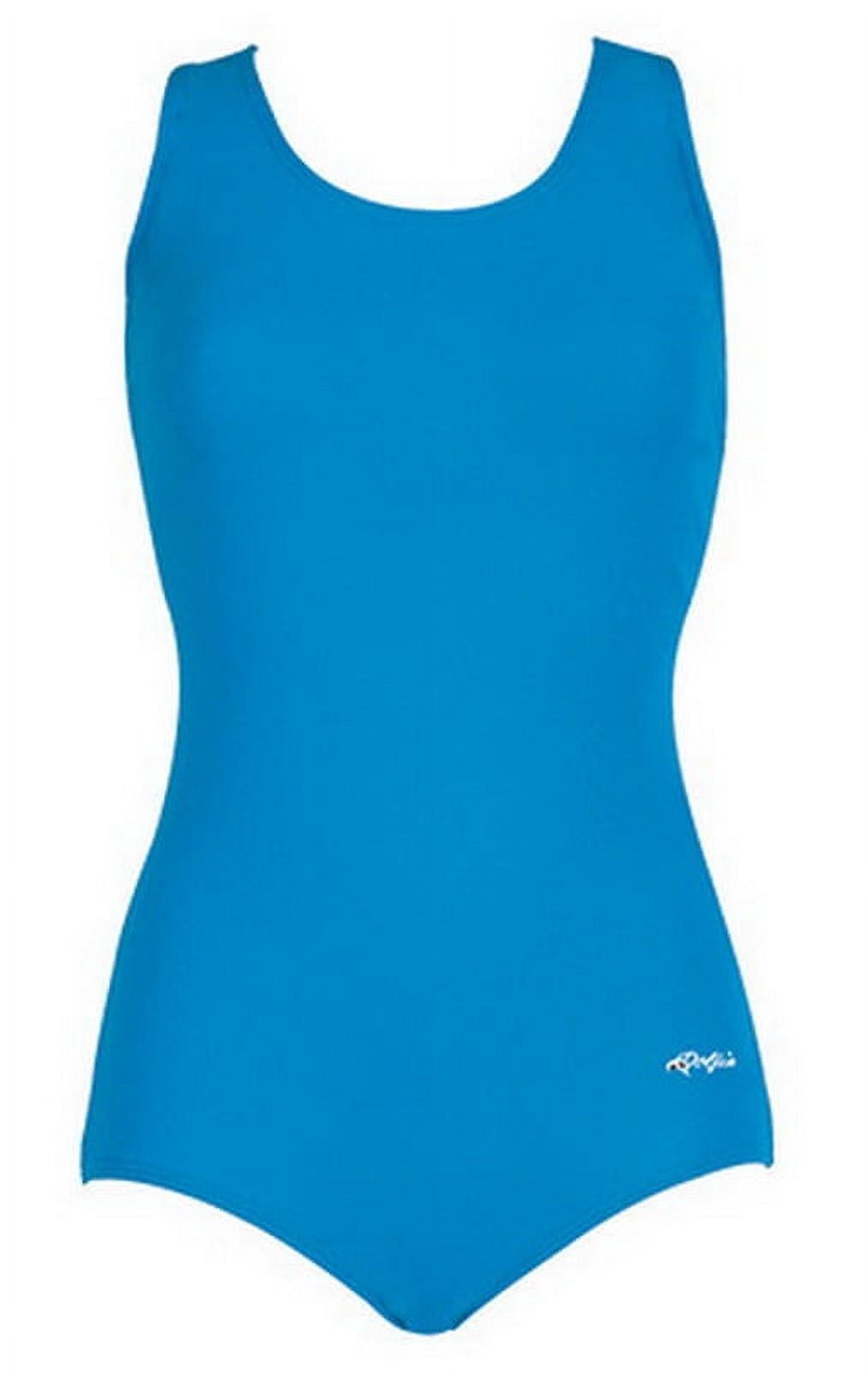 Dolfin Aquashape Women's Solid Conservative Lap Swimsuit in Black, Size 16