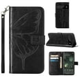 thumbnail image 5 of Allytech Case for Google Pixel 6 Pro,Shockproof Butterfly & Flower Embossed Pattern PU Leather Wallet Case with Card Slots Magnetic Flip Kickstand Phone Cover with Wrist Strap,Black, 5 of 5
