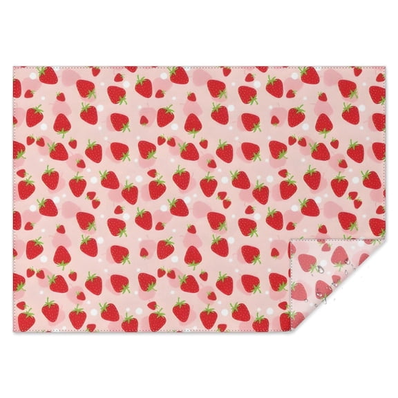 Red Strawberry Plants Fruit Dot Pink Pattern Rectangle Tablecloth 60"x84",Waterproof Polyester Rectangle Table Cloth, Wipeable Spillproof Polyester Tablecloth for Dining, Camping, Indoor and Outdoor