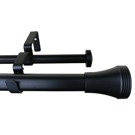 Meriville 1-Inch Diameter Ardmore Telescoping Double Window Treatment Curtain Rod (28"-48", Black)
