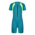 thumbnail image 2 of inhzoy Kids Girls Boys One Piece Zip-Up Swimsuit Jumpsuit Short Sleeve Rash Guard Wetsuit,Sizes 8-16 Sky Blue 16, 2 of 7