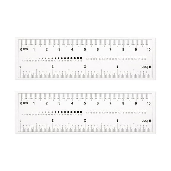 Flexible Ruler 4 Inch 1mm Scale PET Plastic Covered Film Straight Ruler, 2 Pieces