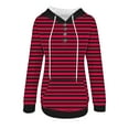 thumbnail image 5 of Scyoekwg Women'S Sweatshirts Fall Hoodies Casual Hooded Button Drawstring Sweatshirt Pocket Long Sleeve Trendy Pullover Tops Striped Printed Graphic Sweatshirt (Wine,M), 5 of 5