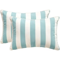 Decorative Patio Throw Pillows Pack of 2 Water Resistant Pillow Set of 2(18" x 12") Double Printed Rectangle Pillow for Outdoor Sofa&Chair,Light Blue Stripes