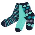 thumbnail image 3 of Colorfut Women's 3-Pairs Cozy Microfiber Anti-Skid Soft Colorful Patterned Fuzzy Crew Socks&nbsp;Slipper (with non-slip silicone grippers) FZ18-B, 3 of 3