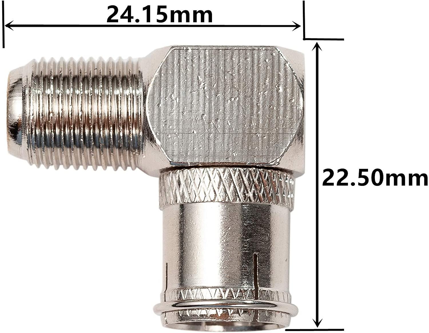 Ancable 3Pack Right Angle F Type Adapters, FPin Quick Push On Male to