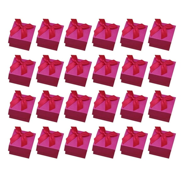 Caja de regalo de cartón para joyas y dulces 24 en 1 con lazo Rosado