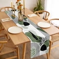 thumbnail image 3 of Table Runner 36 Inches Long for Kitchen Dining, Boho Geometric Dresser Scarf Farmhouse, Dining Table Decorations for Wedding/Parties, Green Ethnic Abstract Stripes Motifs 13 x 36 In, 3 of 8