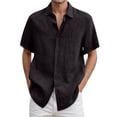 thumbnail image 3 of Cotton Linen Shirts for Men Summer Casual Short Sleeve Lightweight Button Down Collared Dress Shirt Workwear, 3 of 6