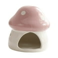 thumbnail image 2 of Hamster House Ceramic Hideout Mushroom Shaped Durable Decorative Pet Bed for Small Animal Cage, 2 of 9