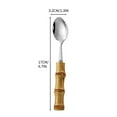 thumbnail image 3 of KBODIU Natural Bamboos Handle Stainless Steel Tableware Dessert Salad Spoon fork Bamboos Handle Steak Knife fork Spoon Tea Spoon, 3 of 3