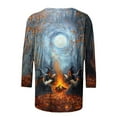 thumbnail image 3 of Xdegoge Halloween 3/4 Sleeve Tops for Women Witch Pumpkin Graphic Shirts Crewneck Tunic T Shirts Spooky Season Shirt Holiday Party Loose Casual Blouses, 3 of 4