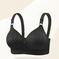 thumbnail image 2 of Bras for Women Plus Size Embroidery Lace Full Coverage Wireless Push Up Non Padded Everyday Minimizer Bra,Black 1,40 B, 2 of 5