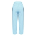 thumbnail image 5 of VEKDONE Cotton Linen Straight Trousers for Women Elastic Waisted Solid Long Pants with Pockets Casual Vacation Beach Pants Light Blue S, 5 of 6