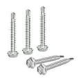 thumbnail image 1 of Uxcell 100 Paquete #10 x 1-1/2" Tornillos autorroscantes, Tornillos autoperforantes de acero inoxidable 410 para metal, Cabeza de arandela hexagonal para chapa metálica, 1 of 5